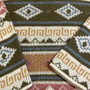 VTG 90s Scandinavian Fair Isle Mockneck Sweater | Small | Winter Knit